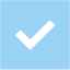 A black check mark on a blue background